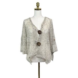 Woman’s Nina Leonard open weave “net” cardigan size L